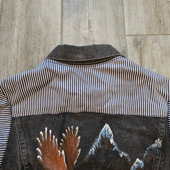 Reed St. James Vintage Denim Jacket Women M Custom Handmade Eagle Painted 80's - Picture 13 of 16